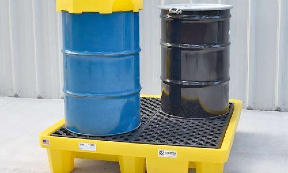 Ultra Spill Pallet P2, With Drain, Yellow